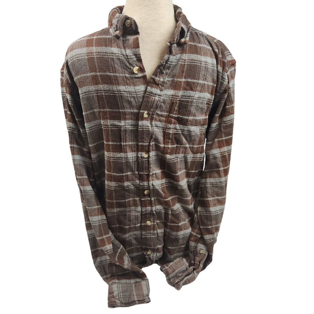 Redhead Brown Plaid Button-Up Flannel Shirt Long Sleeve Casual Fit Mens S